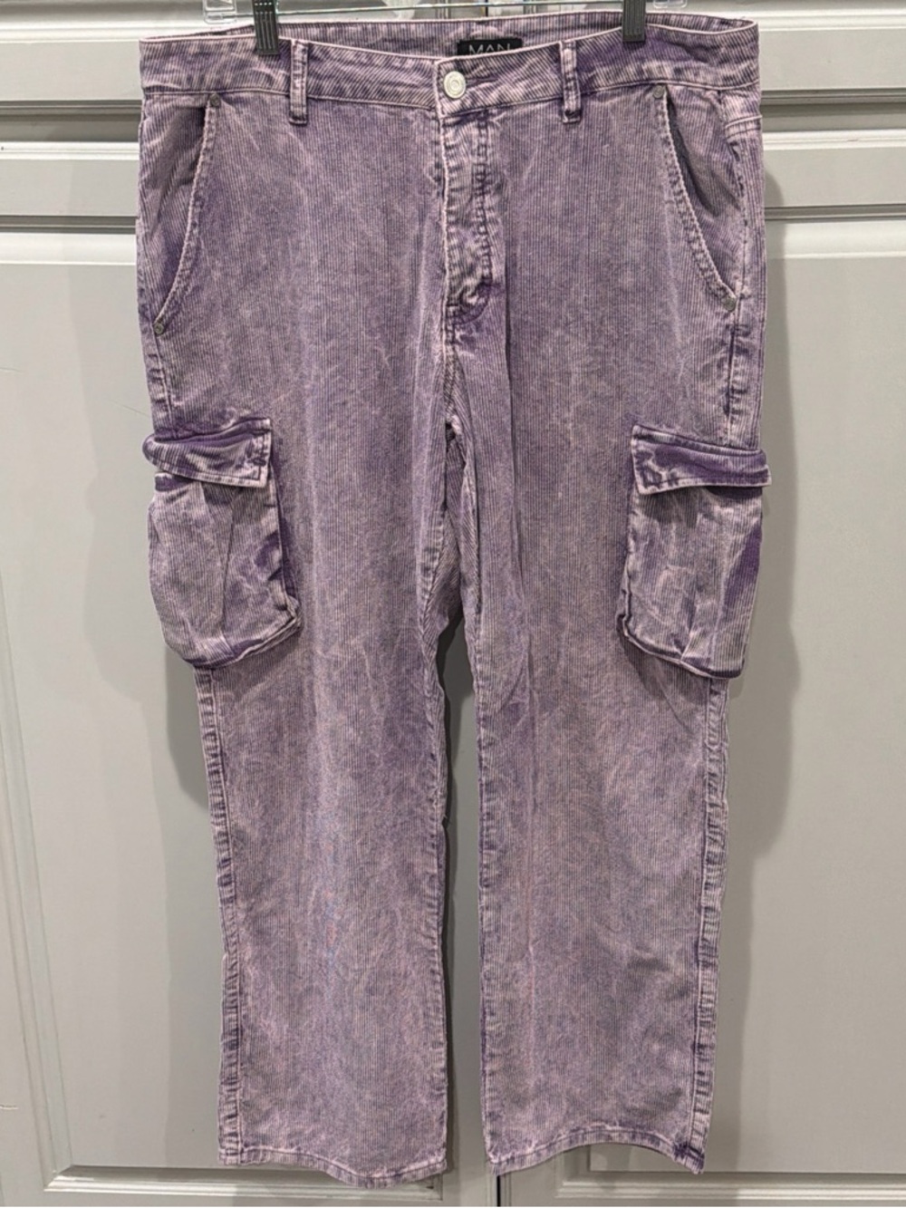 Boohoo man Men's Lavender Washed Cargo Jeans - 34/30
